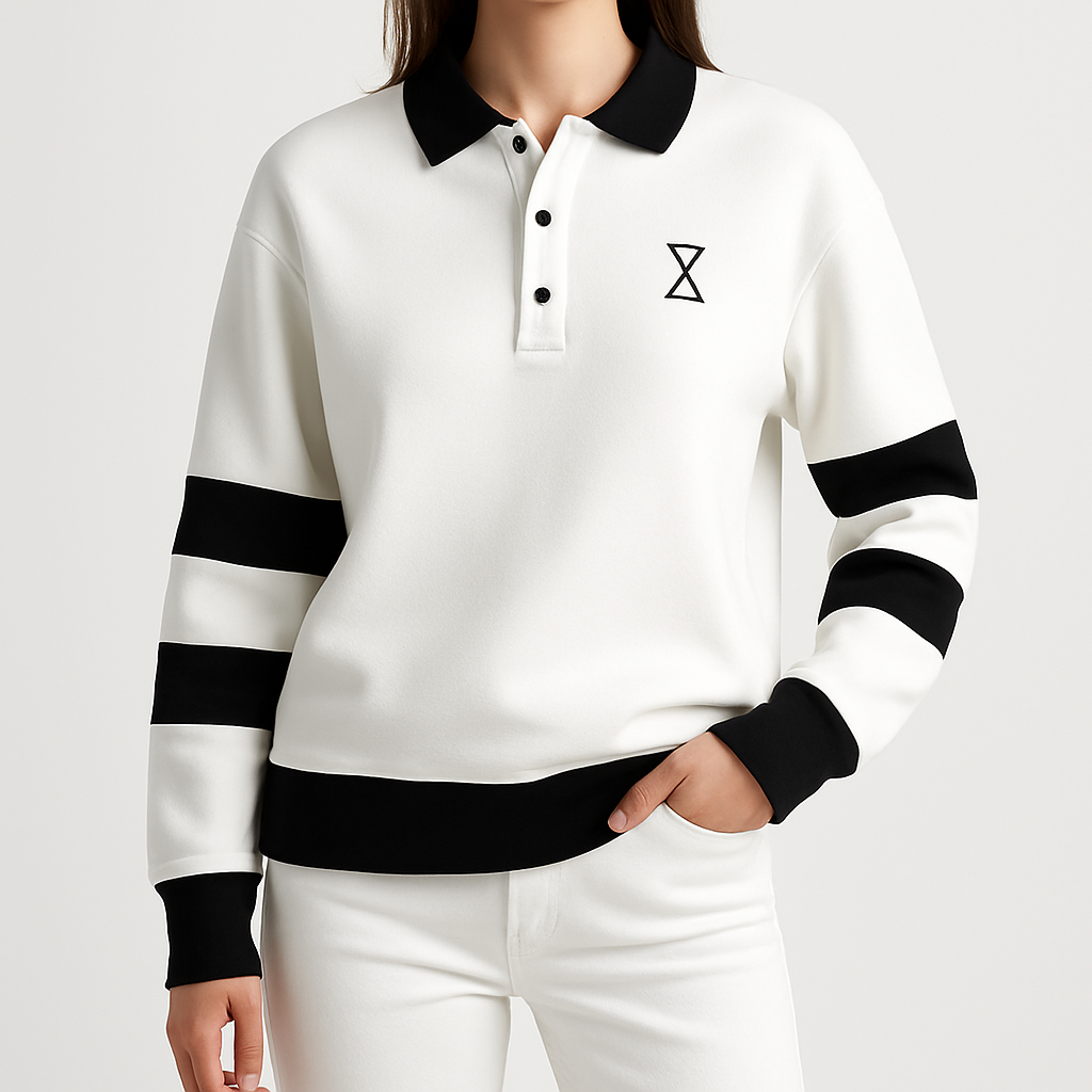 SYNTEX // Contrast Polo Sweatshirt - White