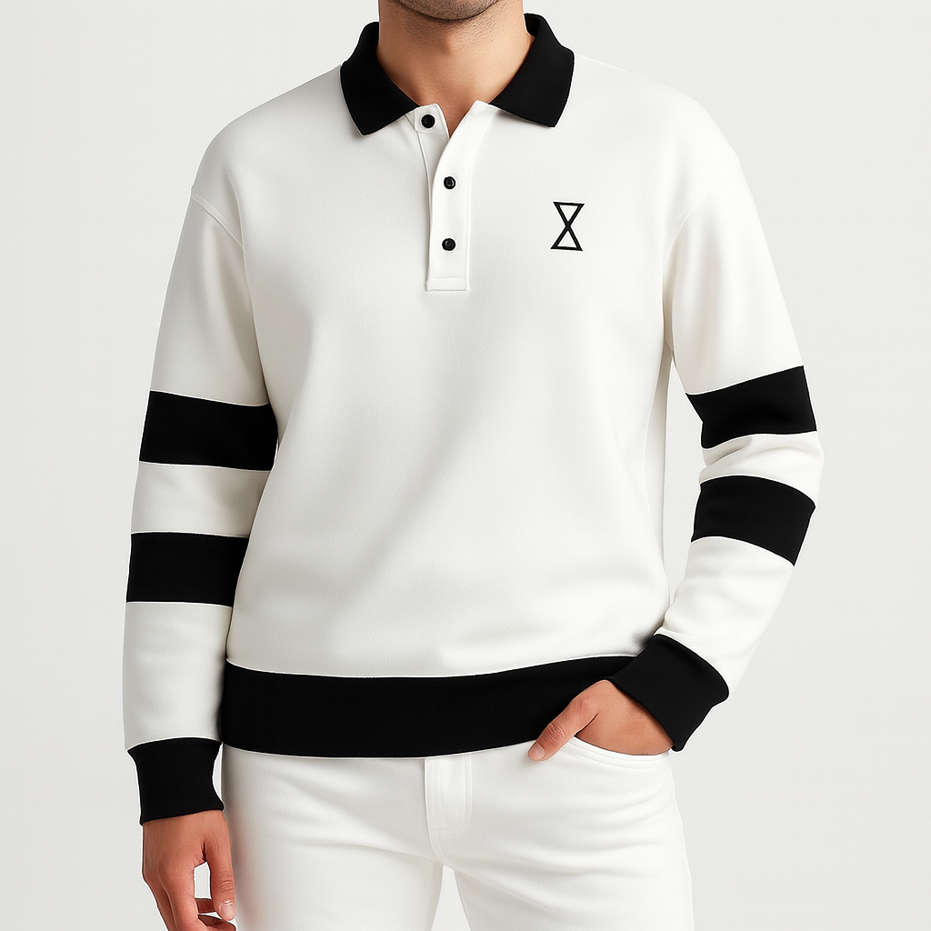 SYNTEX // Contrast Polo Sweatshirt - White